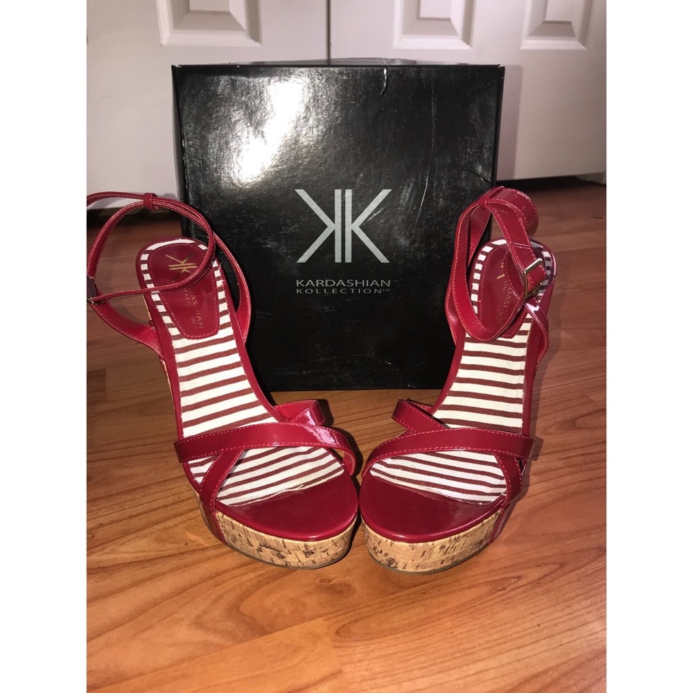 Kardashian Kollection strap wedged sandal